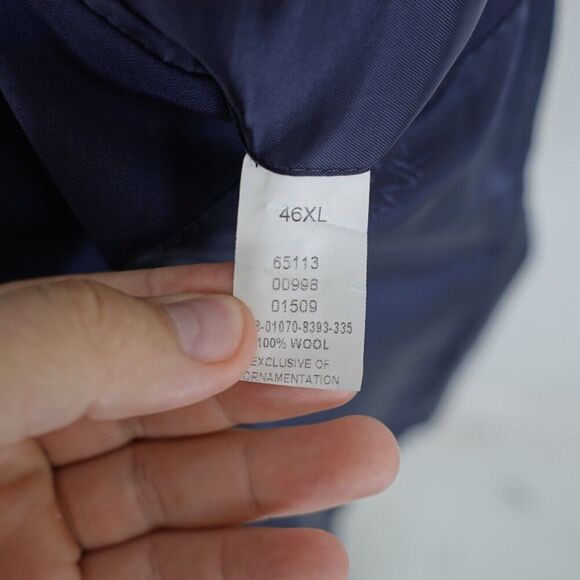 Jos A Bank Signature Gold Wool Blue Herringbone 44L / Slim 46L Blazer 2 Button - Picture 9 of 13